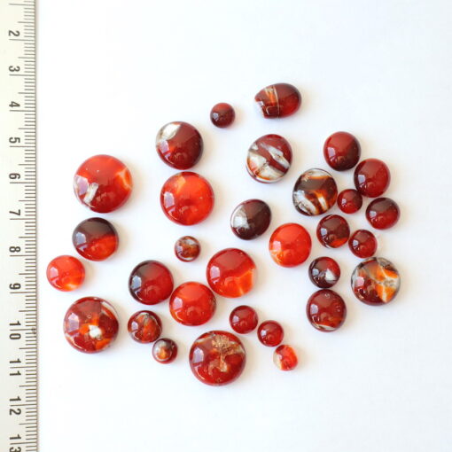 Cabochons cornaline en verre artisanal