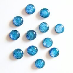 cabochons ronds en verre dichroïque bleu ciel