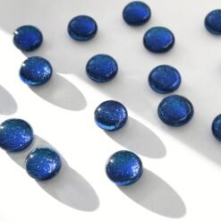 cabochons ronds en verre dichroïque bleu ciel